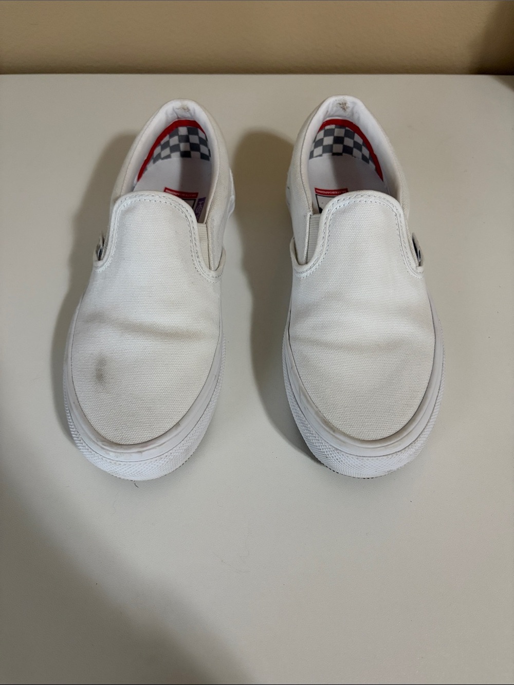 Vans White Canvas Slip-On